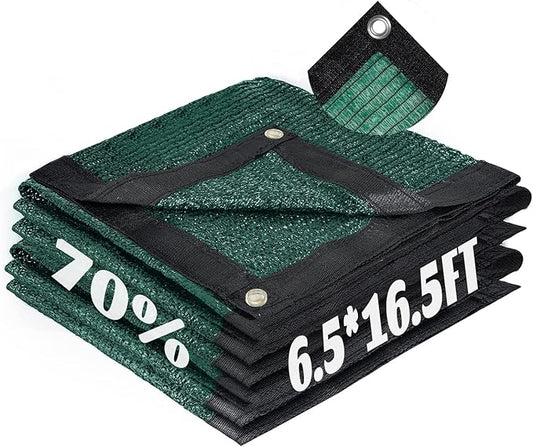 Cool Area 70% Sun Shade Cloth Mesh Tarp with Grommets for Plant Cover 6.5x16.5ft Patio Canopy Garden Pergola Greenhouse Car Barn Kennel Green