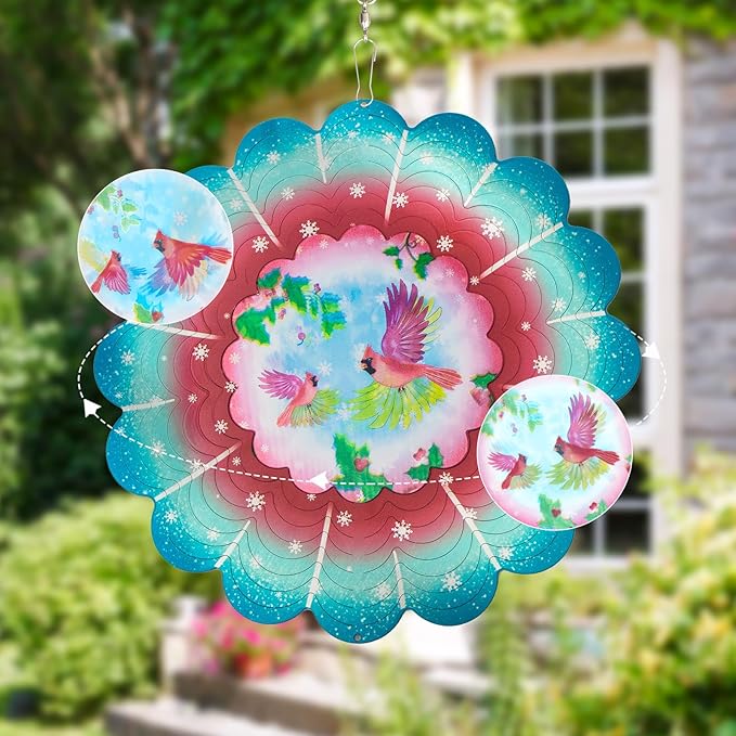 Cardinala Metal Wind Spinners - Cardinala Gifts for Women Mom Grandma Wife, Hanging Animations Wind Spinner for Outdoor & Indoor Decorations, 12 inch for Ornament Gifts