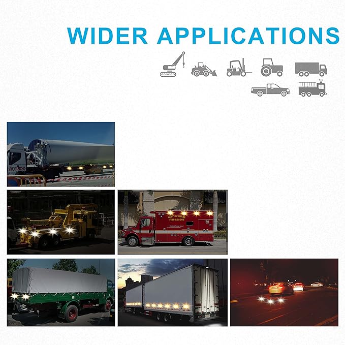 Agrieyes 2Pcs Wireless Emergency Strobe Lights for Trucks,Vehicles, Rechargeable Amber Led Beacon Lights with Super Magnetic, 12-24V, Plow Flashing Hazard Warning Light for Tractor,Automotive