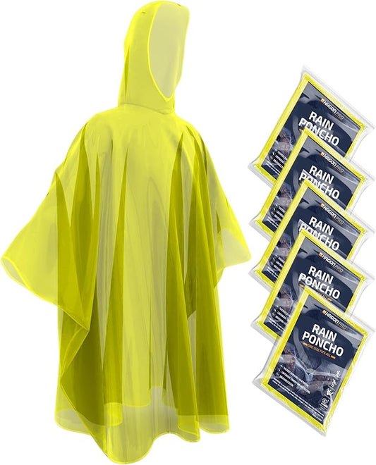 Hagon PRO Disposable Rain Ponchos for Adults (5 Pack)