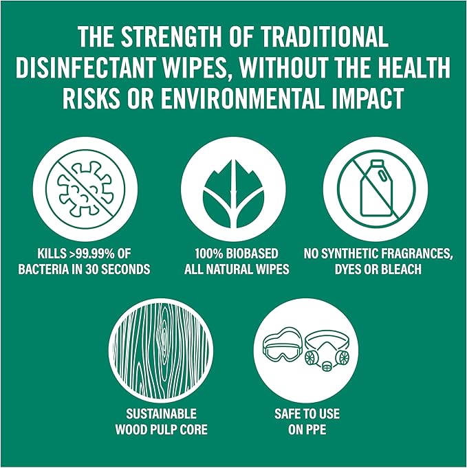 Benefect Botanical Disinfecting Wipes - (90 Wipe Count) Natural, No Residue - Antibacterial Disinfectant, Multi-Surface Cleaning and Sanitizing Wipes