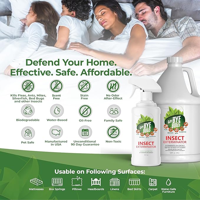 Insect Exterminator - a Non-Toxic, Kill on Contact Bug Spray hat Doesn't Stain & is Odor Free. Kills Fleas, Ants, Mites, Silverfish, and Other Home Insects. Shake & Spray (3X 16oz)