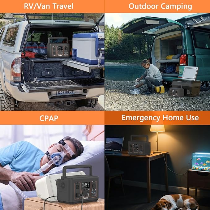 ALLWEI 500W Solar Generator with 100W Solar Panel, 512Wh LiFePO4 Portable Power Station with AC Outlets(1000W Surge), Battery Generator for RVs Outdoor Camping CPAP Home Backup Power Outage