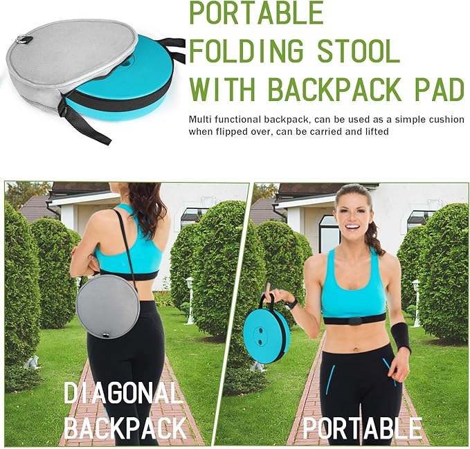 Deer's Life Portable Collapsible Stool with Cushion Pad, Retractable Folding Telescopic Camping Seat for Adults, Small Lightweight Sturdy Adjustable Stools for Travel,Kitchen,Garden,Fishing