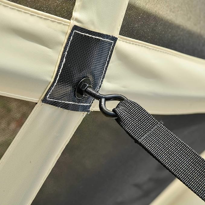 Outsunny Pop Up Camping Canopy Gazebo Screen Shelter Tent with Single Person Easy Set-Up, Ventilating Mesh, Portable Carry Bag for Outdoor Camping Party Event, 7x7FT, Beige