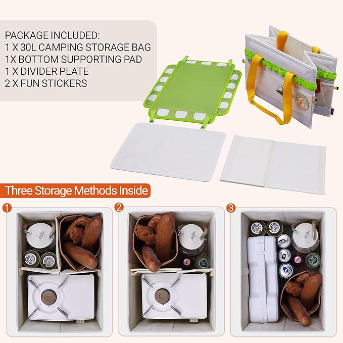 Himalaya 30L Camping Storage Bag with Lid, Carrot Orange Camping Organizer Containers, Picnic Basket Chuck Box Tactical Bag for Hiking Cookware Travel Car