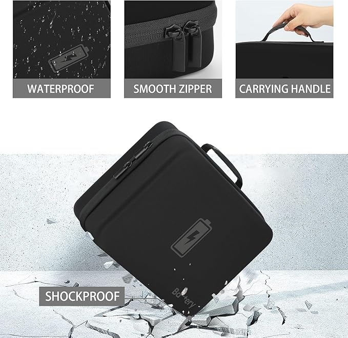 MOSLA Waterproof Battery Organizer Storage Case with Tester BT-168 - AA, AAA, C, D, 9V(Black)