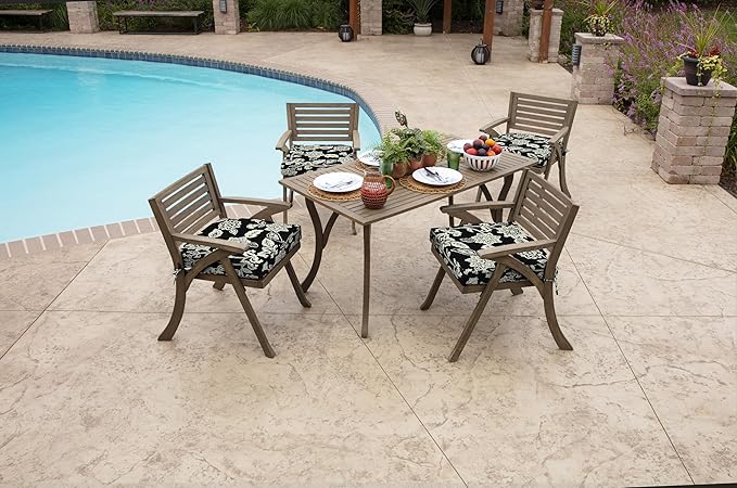 Arden Outdoor Seat Cushion, 19 x 19, Rain-Proof, Fade Resistant Ashland Black Jacobean