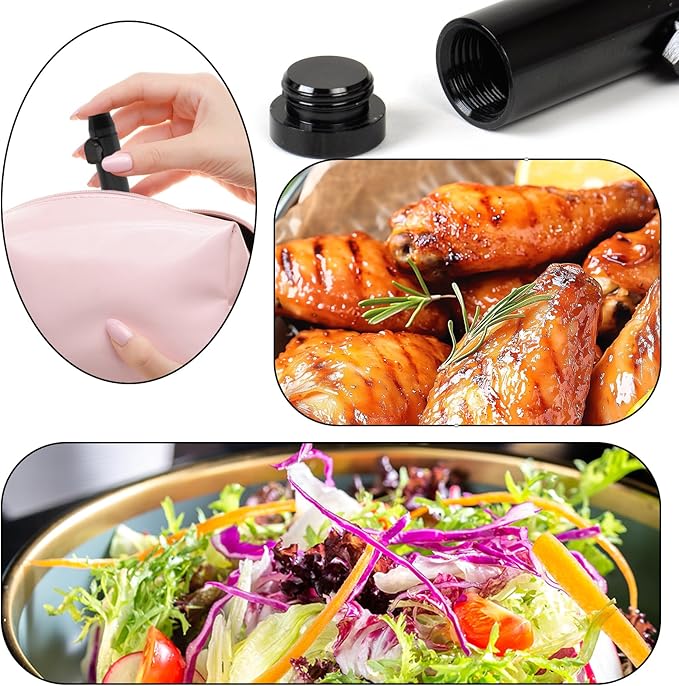 3 Pack Metal Spice Dispenser, Portable Mini Leakproof Food Shaker, Waterproof outdoor Pepper Camping Spice Black Container,Salt Shaker for Travel Cooking Various Seasoning Needs
