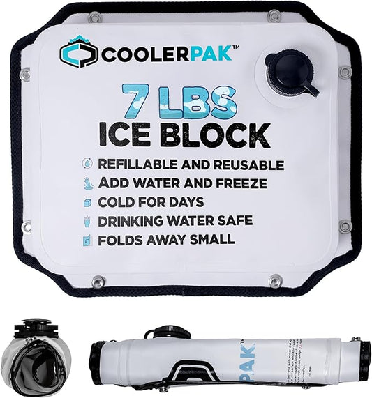 7lb, 10lb, 15lb Refillable Reusable Ice Pack – Stays Cold for Days – Non-Toxic, Leakproof, and Suitable for Potable Drinking Water – Built Tough, Rolls Up for Easy Storage