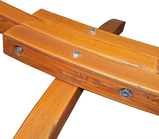 Sunnydaze Curved Wood Hammock Stand Only - 2-Person Wooden Hammock Stand for Outside with 400-Pound Capacity- 12-Foot