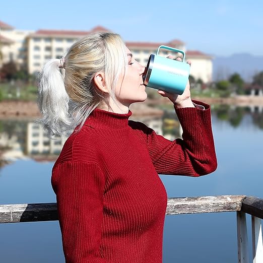 BJPKPK 2pcs Stainless Steel Insulated Coffee Mug, 14oz with Lid, Non Sweat Design-Red