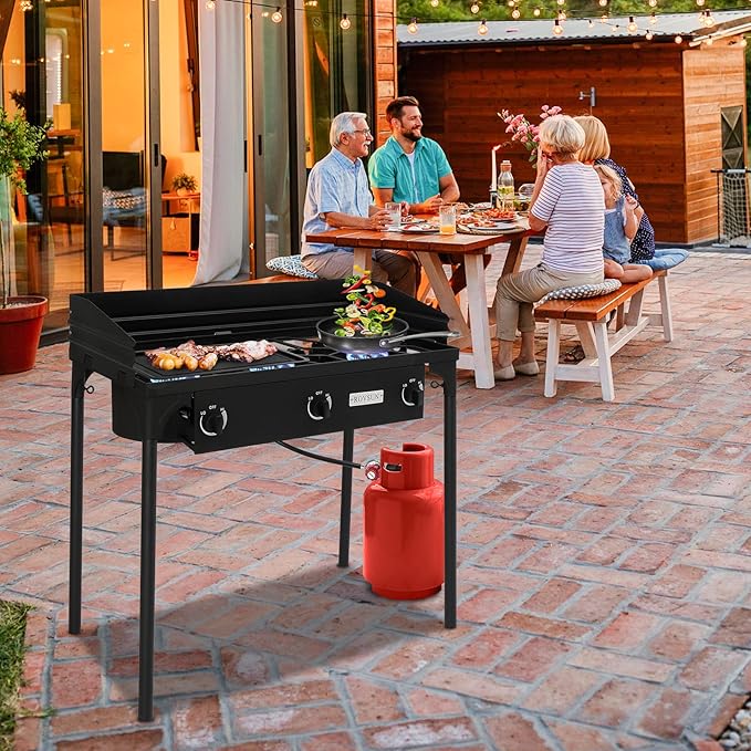 ROVSUN 2/3 Burner Outdoor Propane Gas Stove High Pressure Stand Cooker for Backyard Cooking Camping Home Brewing Canning Turkey Frying, 20 PSI CSA Listed Regulator