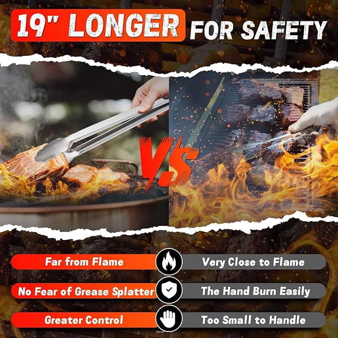 PURPLEBIRD Grill Set for Outdoor Grill 6 pcs - Heavy Duty Grilling Tools Set with Extra Long Handle, Stainless Grilling Accessories for Dad Gifts with Travel Bag, BBQ Utensils Kit for Outdoor Camping