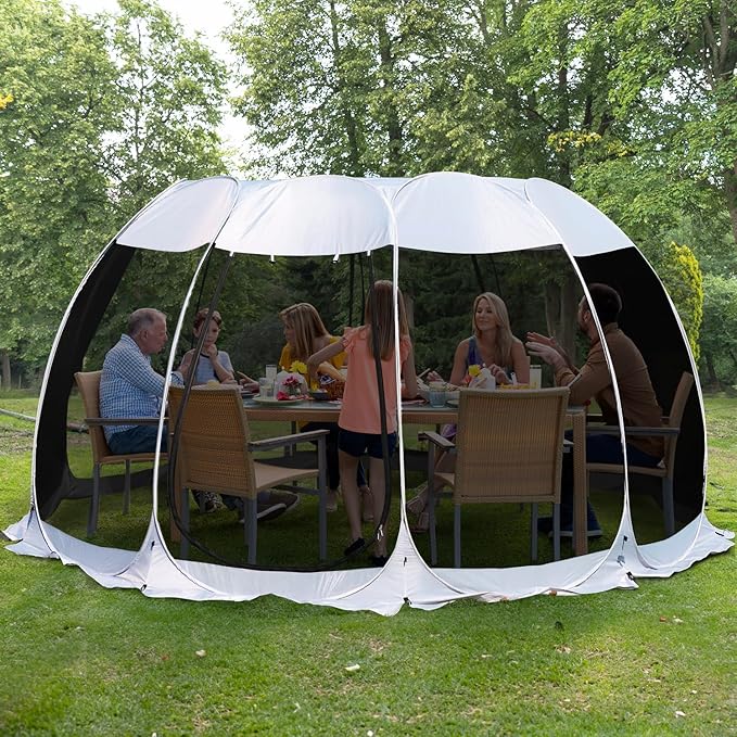 Alvantor Screen House Gazebo, 6-10-15 Person Pop Up Igloo Screened Canopy Tent with Mosquito Netting Sides, Instant UV Resistant Sun Shelter for Garden, Patio, Backyard