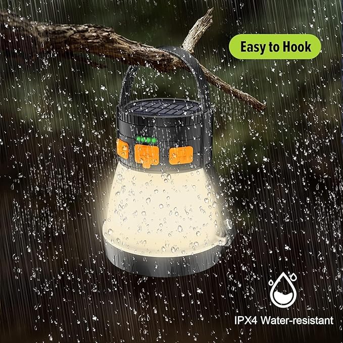 4 Pack LED Camping Lantern, 1500 Lumens Camping Lantern Rechargeable with Solar Panel Charging, Waterproof, 8 Light Modes, 7500mAh Power Bank, Camping Flashlight for Hurricane Emergency, Outdoor