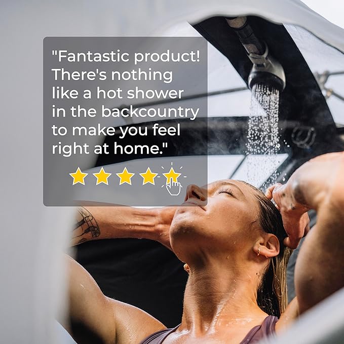 Kakadu Portable Camping Outback Shower, Instant Hot Water for Outdoor Use - Slimline Design, Rechargeable Lithium Battery, Adjustable Shower Head, Slim Pump, Digital Display