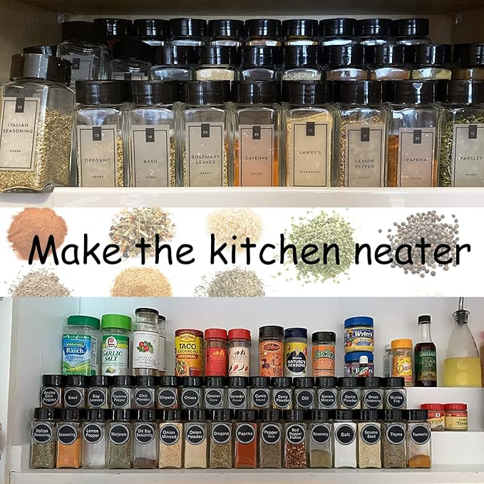 24 Pack 3.5 oz Square Plastic Spice Jars,Seasoning Containers with Black Screw Lids to Pour or Shake,Empty Storage Spice Containers for Spice,Powders,Peppers