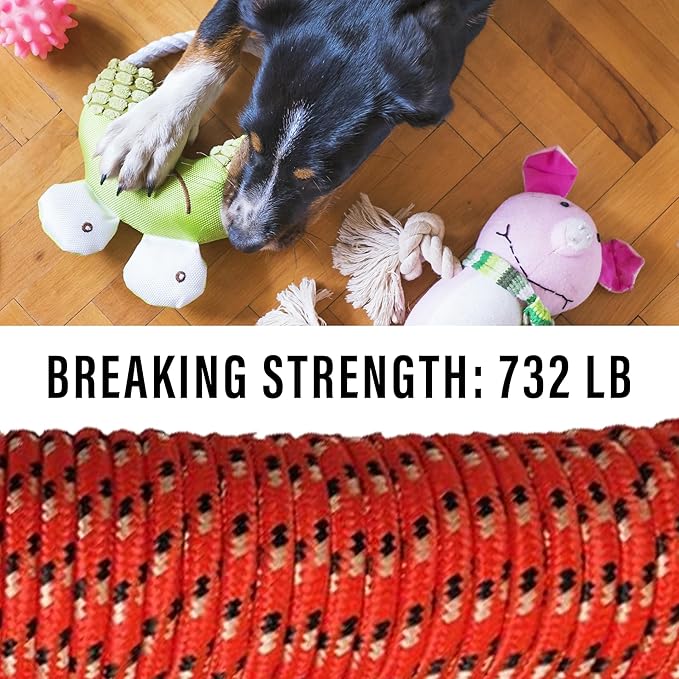 Diamond Braided Polypropylene Rope Nylon Rope Mix Thick Heavy Duty Ropes 3/8 inch 100ft High Strength Perfect for Clothesrope Camping Hiking and Other Outdoor Activities 100ft Red