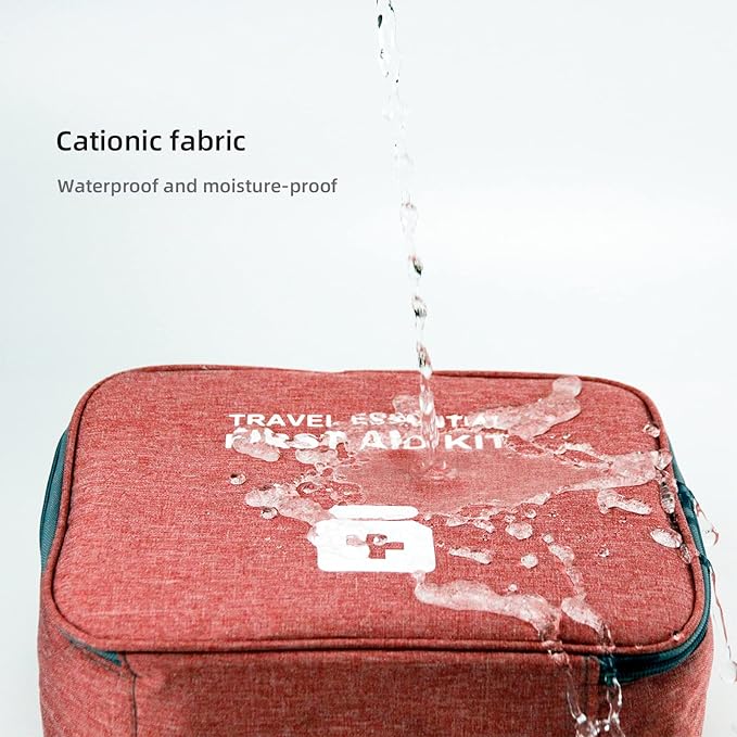 Empty First Aid Bags, Travel Medicine Bag, Medical Supplies Organizer Bag, Portable Kit for Traveling, Car, Home, Camping, Office, Hiking, Outdoor (Cationic Wine Red)