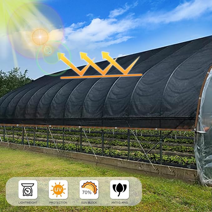 Black Shade Cloth,90% Durable Mesh Tarp with Grommets, Resistant Garden Sun Shade Netting, Antifreezing for Pergola Greenhouse Plants Growing Chicken Coop Covers