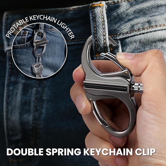 Keychain Lighter, Permanent Match Infinity Lighter, Reusable Waterproof Forever Matches Lighters, Metal EDC Emergency Flint Fire Starter, Survival Kit Gifts for Men Women Outdoor Camping