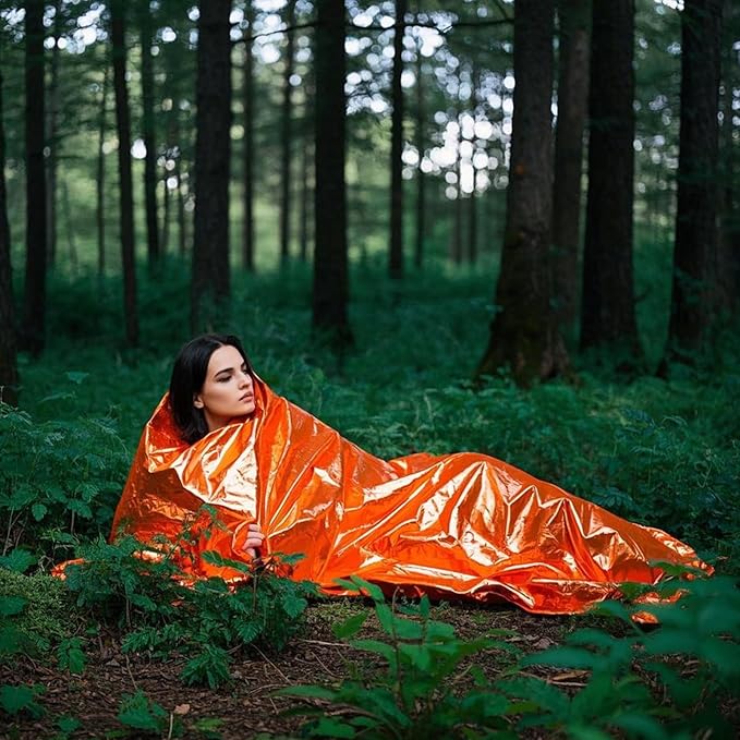 Emergency Sleeping Bag,Bivvy Bag,Survival Sleeping Bag,Camping Bivy Sacks,Emergency Blankets,Survival Sleeping Bag with Survival Bracelet for Camping and Outdoor Hiking, Orange