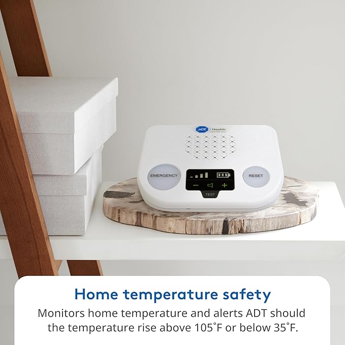 ADT Medical Alert Plus - in-Home Medical Alert System for Seniors - Cellular 4G Coverage, 600ft Pendant Range, Home Temperature Monitoring, 24/7 U.S. Based Monitoring (Fall Detection Pendant)