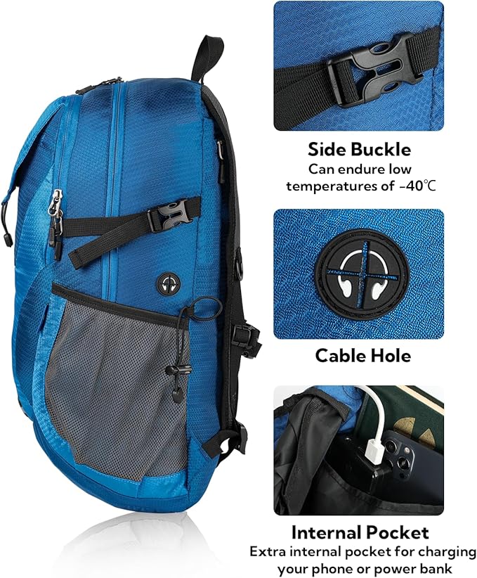 WATERFLY Lightweight Packable Hiking Backpack: 30L Foldable Travel Daypack Ultralight Camping Day Pack for Woman Man