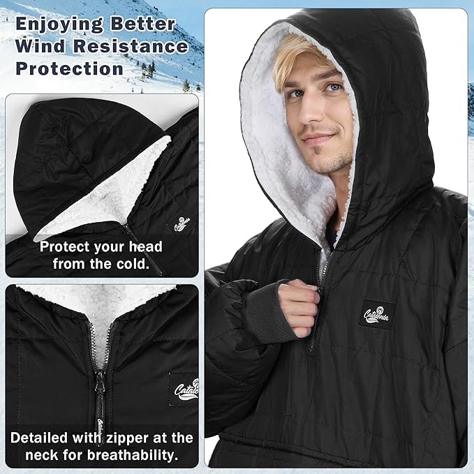 Catalonia Outdoor Windproof Wearable Stadium Blanket, Oversized Waterproof Wearable Blanket Poncho