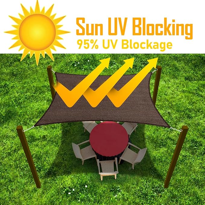 15' x 24' Brown Outdoor Sun Shade Sail Canopy ??UV Resistant Permeable Awning Fabric for Patio, Garden, Backyard, Pergola, Carport, Lawn Shelter Cover