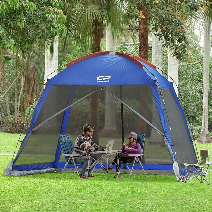 CAMPROS CP Screen House 10 x 10 Ft Screened Mesh Net Wall Canopy Tent Screen Shelter Gazebos for Patios Outdoor Camping Activities - Blue