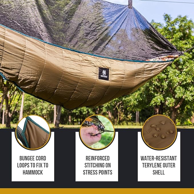 OneTigris Hideout Hammock Underquilt, Lightweight 4 Season Hammock Gear for Camping, Hiking, Backpacking, Travel, Beach, Backyard, Patio, Portable