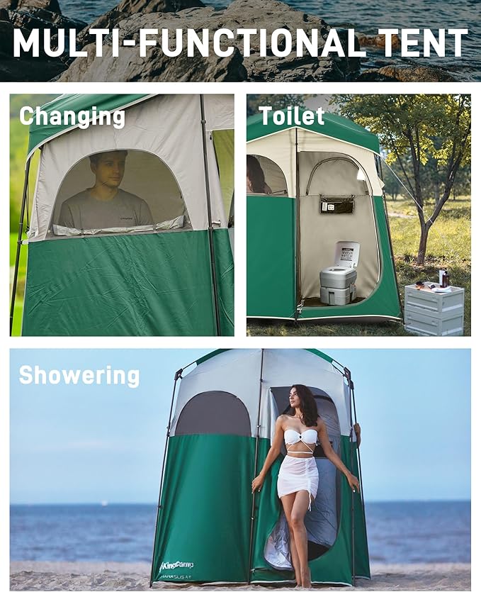KingCamp Shower Tent, Portable Privacy Tent Outdoor Camping 1/2 Room Toilet Tents with Shower Bag & Dressing Room for Beach, Camping & Hiking