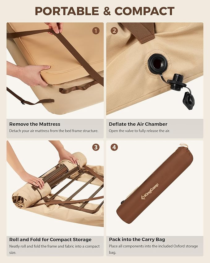 KingCamp Air Mattress Frame, Portable Inflatable Camping Cot Base Heavy Duty Bed Frame for Outdoor Travel & Home Tent (Bed Frame Only, Air Pump and Mattress Not Included)