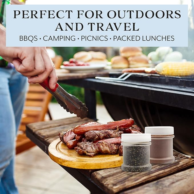 Cornucopia Brands Mini Plastic Spice Jars w/Sifters (12-Pack, White); 2 Tablespoon Capacity (1 Fluid Ounce) Spice Bottles for Travel, Glitter, Gifts, Favors