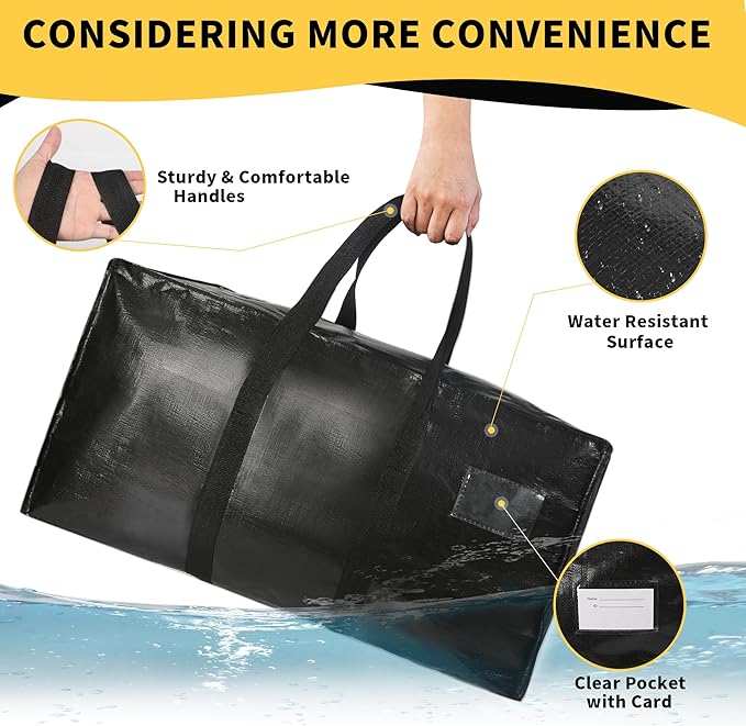 Heavy Duty Extra Large Moving Bags,149 Gallon Jumbo Packing Bags,Huge Moving Storage Bags with Strong Zippers & Carrying Handles,Reusable Big Moving Storage Bags for College Dorm Travel 2Pack