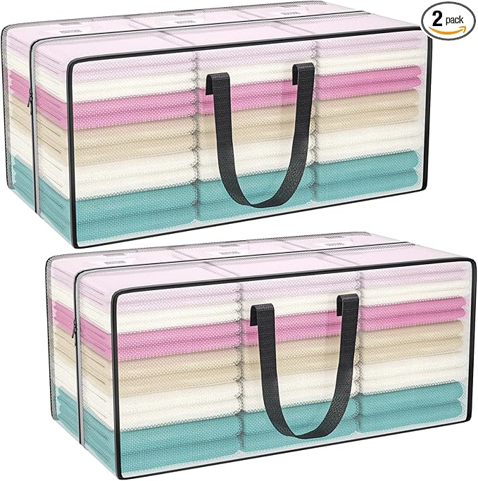 Clear Storage Bags with Zipper, 2 Pack Large Moving Bags Heavy Duty Extra Large, Plastic Storage Totes for Clothes, College dorm Packing Bags with Strong Handles