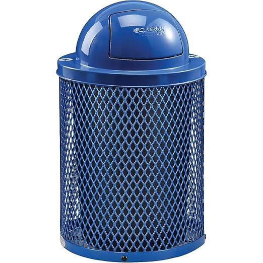 Global Industrial 32 Gallon Thermoplastic Mesh Recycling Receptacle w/Dome Lid, Blue