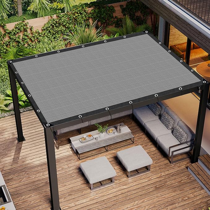 Grey Sun Shade Cloth,Pergola Shade Cover with Reinforced Grommets,90% Shade Fabric Fence Privacy Screen Balcony,Pergola Shade Cover Canopy Garden Carport Porch Deck Patio Shade Cover,6x6FT