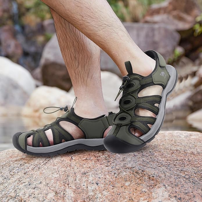 CAMELSPORTS Men's Hiking Sandals Closed Toe Outdoor Beach Sandal Waterproof Sport Fisherman Sandals Water Shoes