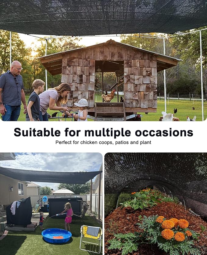 90% Shade Cloth,20x30ft Tear Resistant Sun Shade Net with Reinforced Grommet,Durable Garden Shade Tarp Cover for Greenhouse,Plant Cover, Chicken Coop,Patio and Pergola,Black