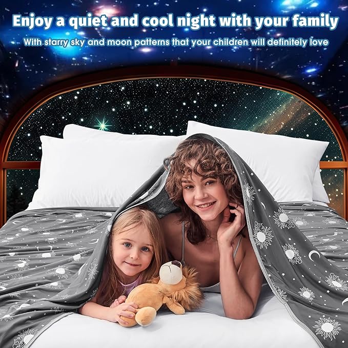 inhand Cooling Blanket Queen Size (90"x90") - Cooled Blankets for Hot Sleepers Lightweight Breathable Summer Blanket for Sleeping Night Sweats to Keep Cool in The Heat -Dark Grey-Sky