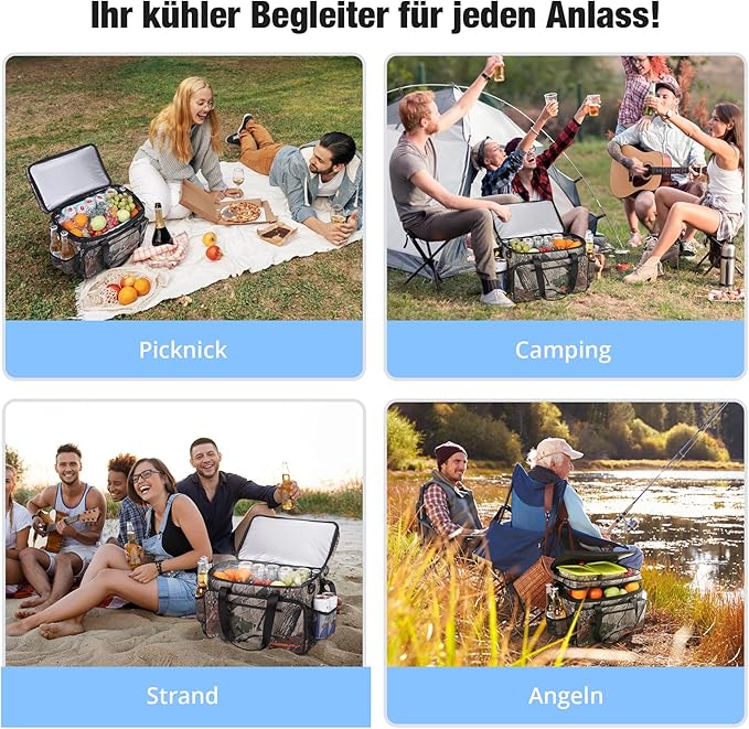 Insulated Cooler Bag 48/75 Cans, Soft Sided Portable Lunch Bag Coolers w/Zippered Top, Leak Proof PVC Interlayer, 5-Layer Insulation Large Ice Chest Bag for Travel, Camping, Beach, Picnic