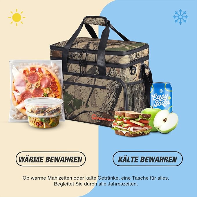 Insulated Cooler Bag 48/75 Cans, Soft Sided Portable Lunch Bag Coolers w/Zippered Top, Leak Proof PVC Interlayer, 5-Layer Insulation Large Ice Chest Bag for Travel, Camping, Beach, Picnic