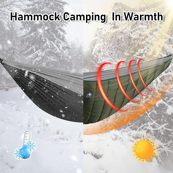 AYAMAYA Single & Double Hammock Underquilt Full Length Big Size Under Quilts for Hammocks, Camping Backpacking Essential, Winter Cold Weather Warm UQ Blanket Bottom Insulation
