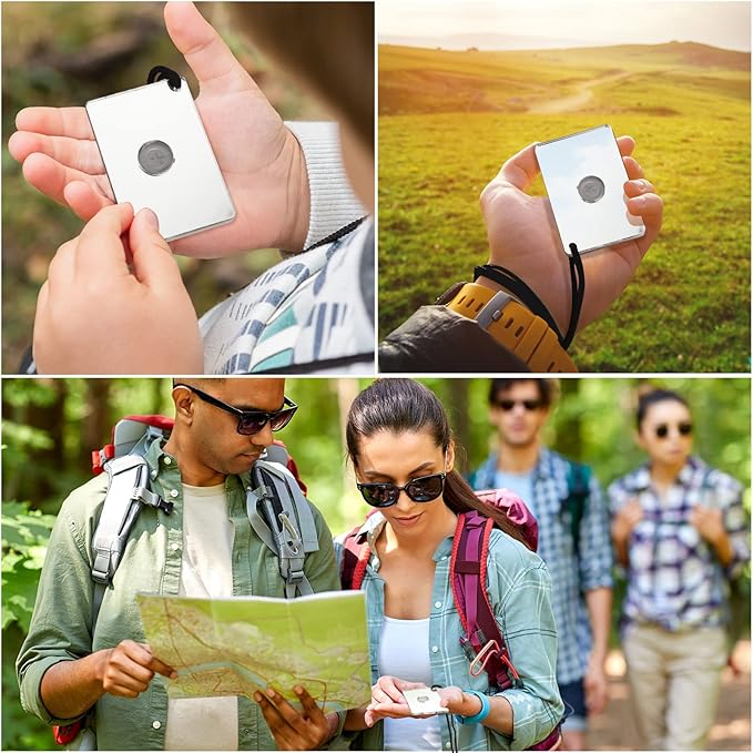 Ferraycle 5 Pieces Signal Mirror Survival Reflective Mirror with Lanyard Compass Whistle Outdoor Emergency Rescue Reflective Signal Star Flash Tool for Hiking Camping Backpacking Emergency Situations