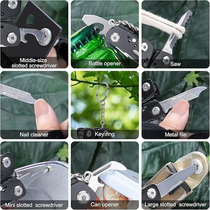 2PCS Bovgero Mini Multitool Pliers 15 in 1, Handmade Multi Tool Plier, Premium Keychain Multitool, Small Multi-tool, Birthday Fatherâ€™s Day Gift for Men Him Husband Boyfriend Father Handyman