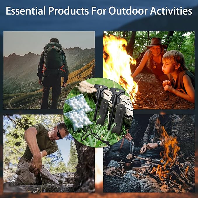 2PCS Magnesium Fire Starter with Striker, High Temp Magnesium Rod, Fire Starters for Survival Fire Steel Fero Rod, for Camping, Hiking and Emergency