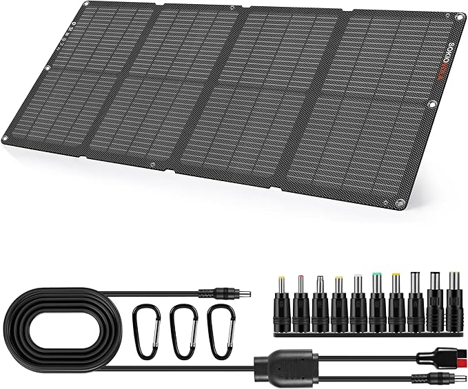 N-Type 16BB 60W Portable Solar Panels NextGen Foldable Solar Panel Charger Kit 25% Efficiency with DC USB-C USB-A Output ETFE IP68 Waterproof Solar Panel for Travel Outdoor Camping RV Trip